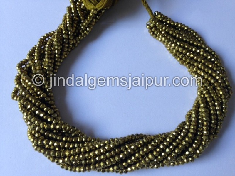 Brass Pyrite Faceted Roundelle Shape Beads